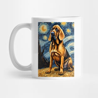 Bloodhound Dog Breed Painting in a Van Gogh Starry Night Art Style Mug